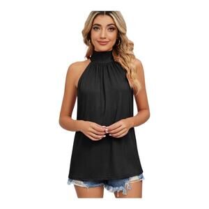 Black Grecian neck tank dress/top w/keyhole opening in back light & breezy. SZ L